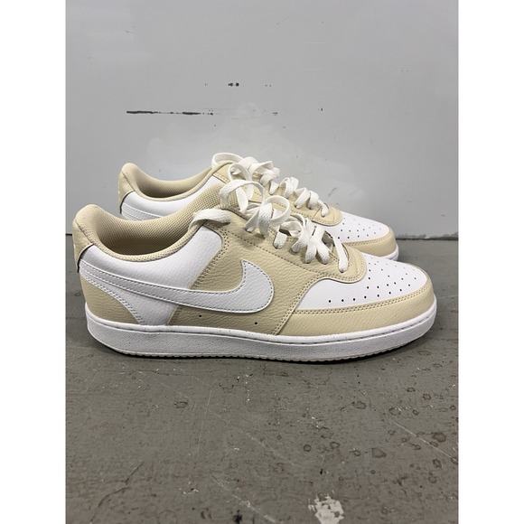 Nike Court Vision Low Sneakers Light Khaki White Leather Lace-Up Shoes - 11 NEW